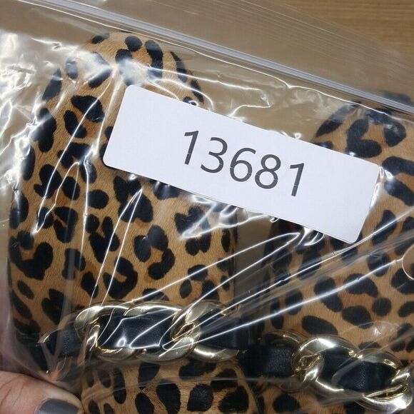 CHICOS Shoes Womens Size 8.5 Leopard Calf Hair Leather Chain Link Flat Loafer - Picture 6 of 6